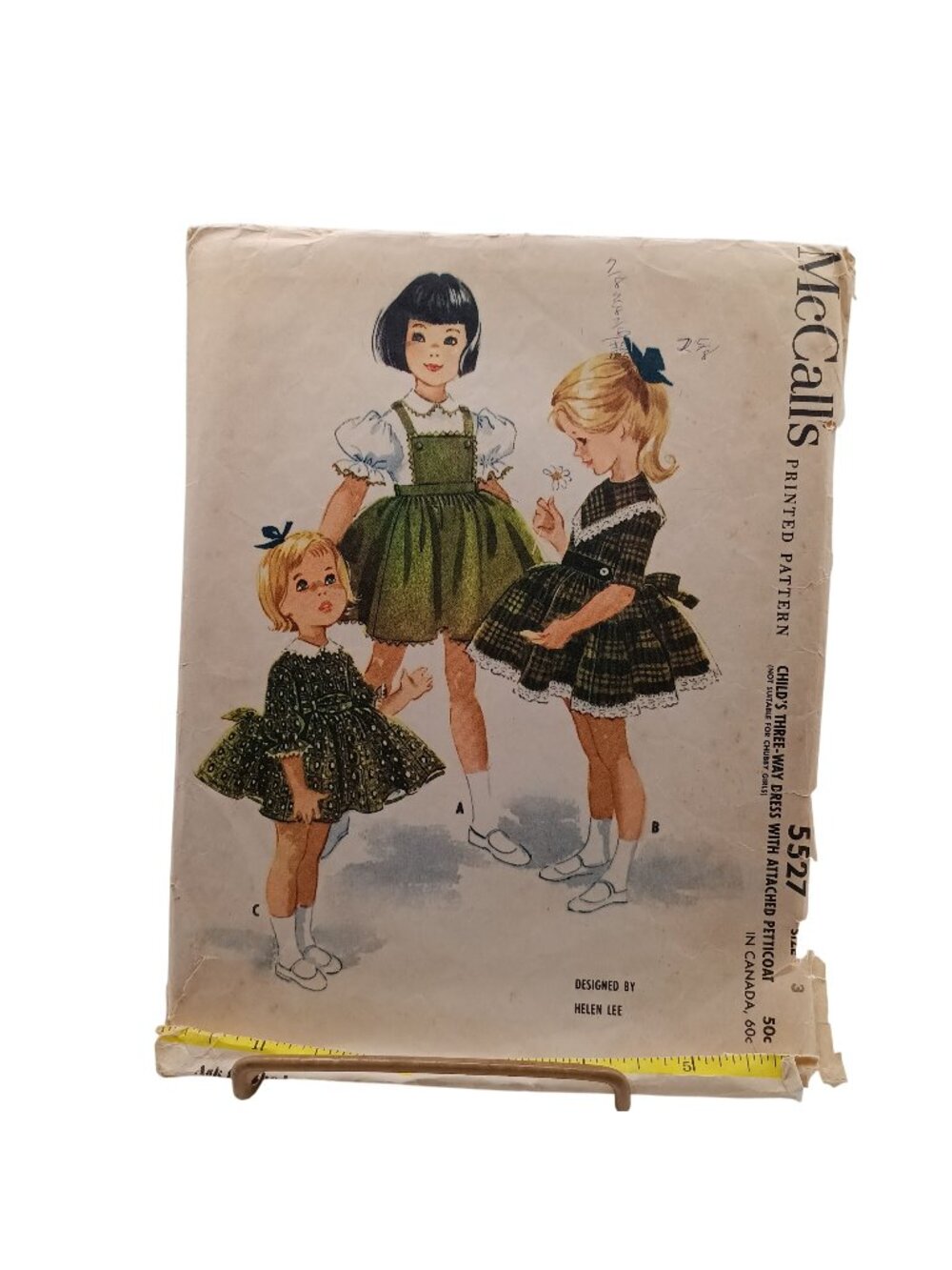 Vintage McCalls 5527 Childs Sewing Pattern For Three-Way Dresses With Attached P